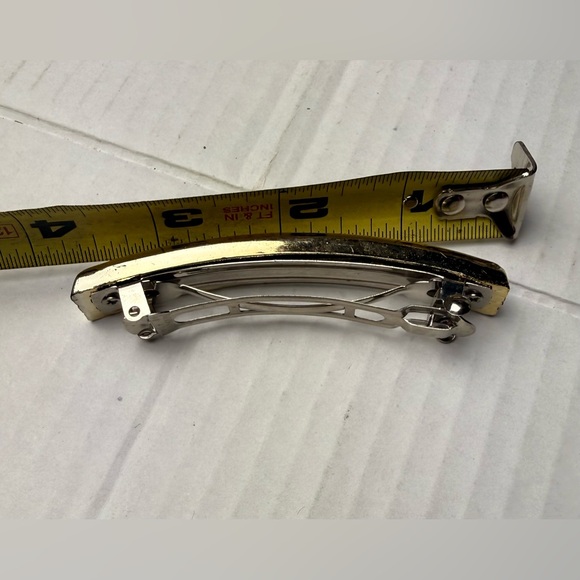Vintage Gold Tone Hair Barrette Metal Clip Women Accessory Rectangle Taiwan - Picture 7 of 7